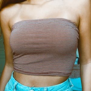 ⚡️Maroon and White Striped Tube Top⚡️